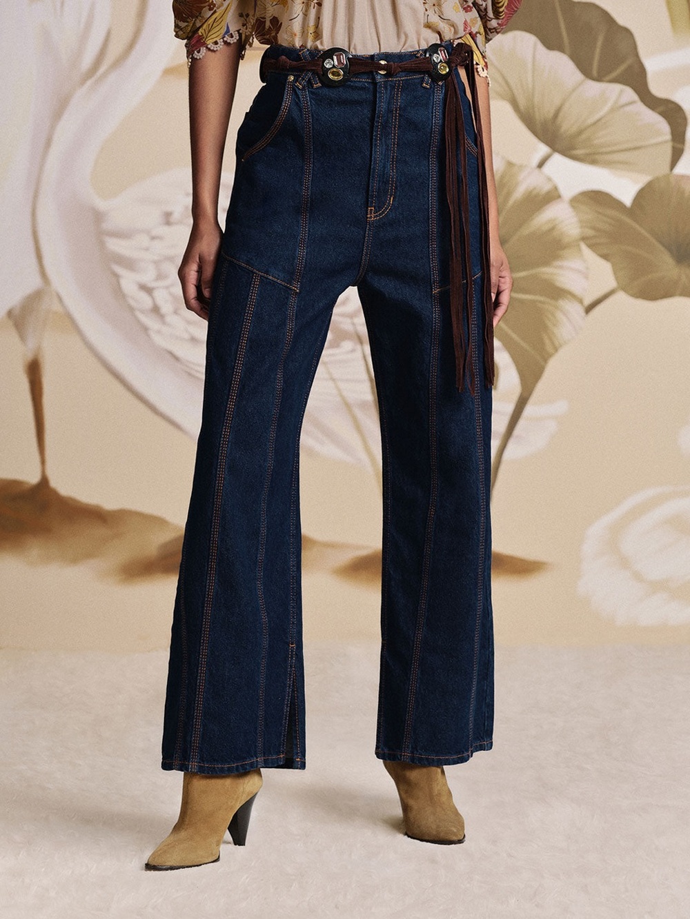FARM Rio Dark Denim High Waist Snips Pants size 25